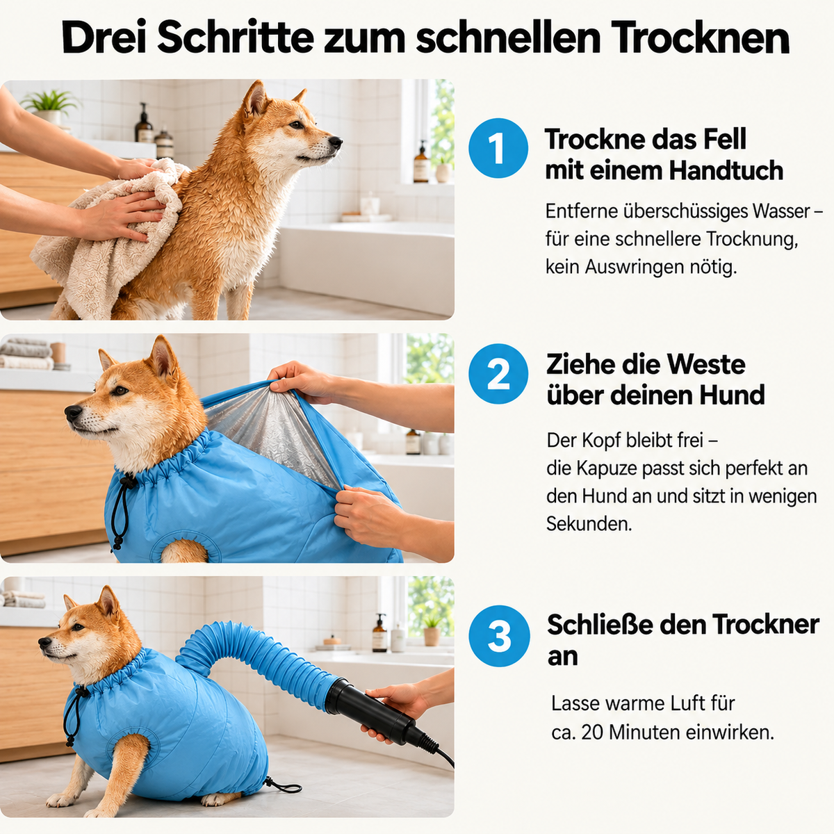 Hunde-Trockensack – stressfrei & freihändig